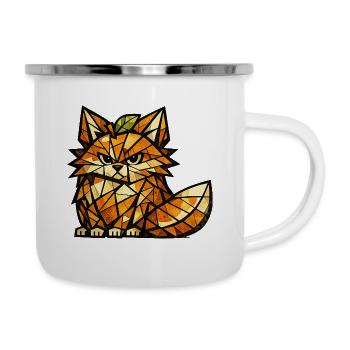 Orange Fox Kubismus-Version - Emaille-Tasse - Weiß - Rechts