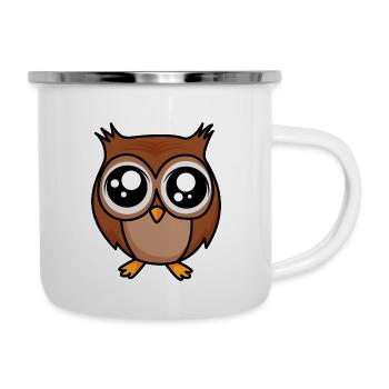 Cute owl with BIG eyes - Camper Mug - white - Right