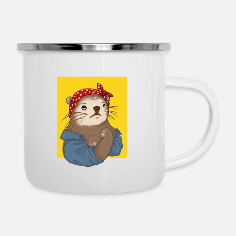 Otter Rockabilly 70s Print - Emaille-Tasse - Weiß