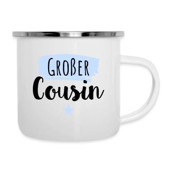 Großer Cousin - Emaille-Tasse - Weiß - Rechts