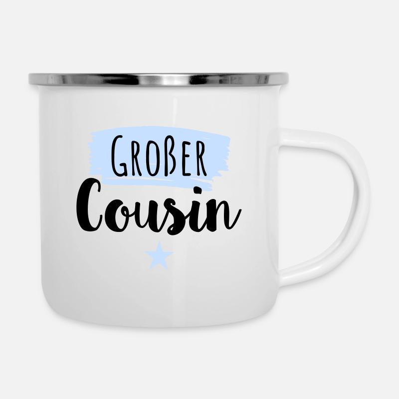 Großer Cousin - Emaille-Tasse - Weiß