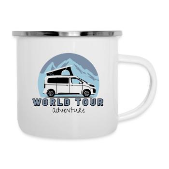 World Tour Adventure Camper Van T-Shirts - Tasse émaillée - blanc - Droite