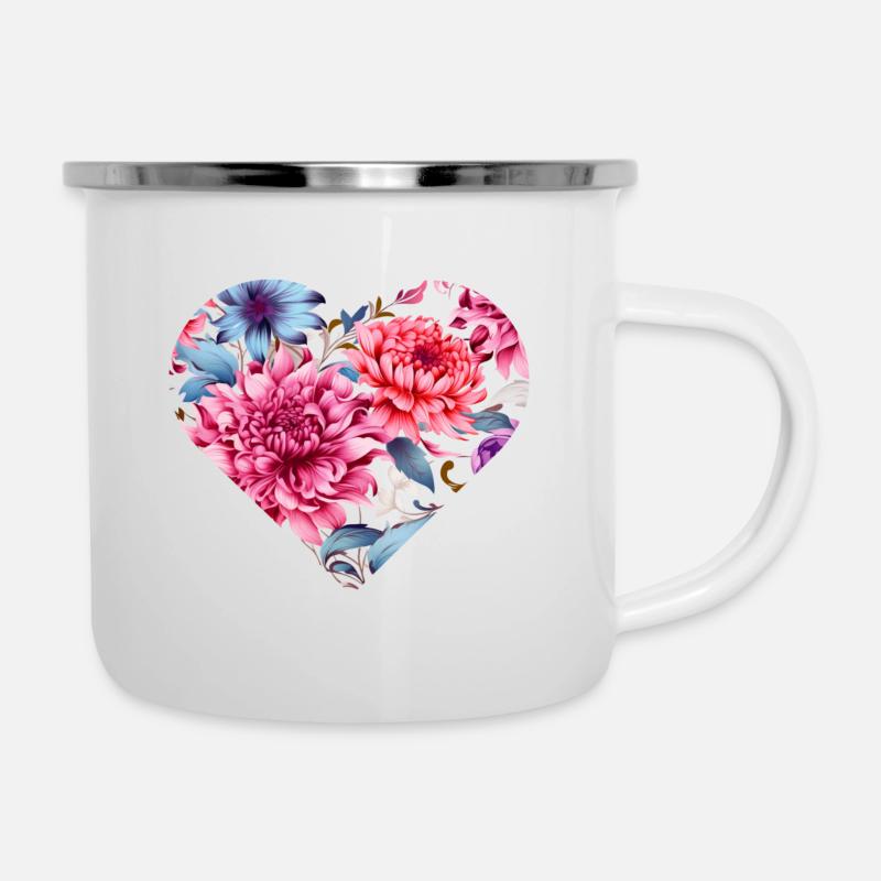Coeur de fleur - Tasse émaillée - blanc