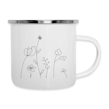 Blumen - Emaille-Tasse - Weiß - Rechts