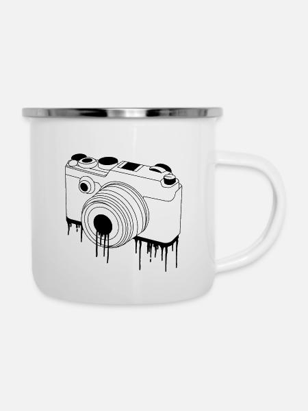 Camera Drawing - Emaille-Tasse - Weiß