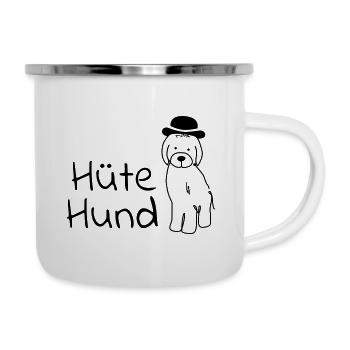 Hütehund schwarz/weiß - Emaille-Tasse - Weiß - Rechts