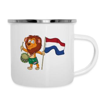 Lion avec le drapeau des Pays-Bas - Tasse émaillée - blanc - Droite