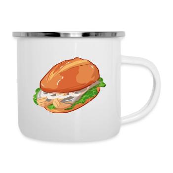 Matjes Hering Fischbrötchen Fischmarkt Hamburg - Emaille-Tasse - Weiß - Rechts