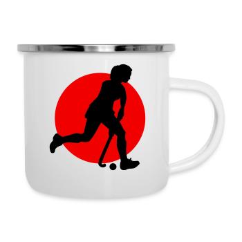 hockey_woman_b_2c - Emaille-Tasse - Weiß - Rechts