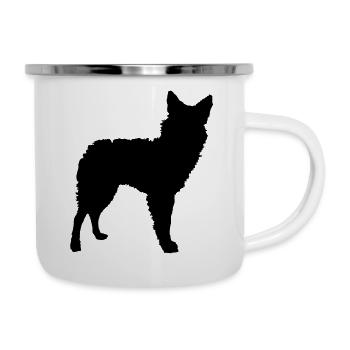 Mudi Silhouette - Emaille-Tasse - Weiß - Rechts