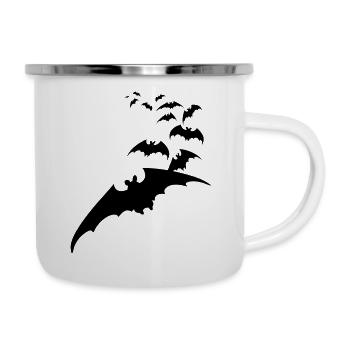 Fledermaus Flughund Vampir Halloween Tier fliegen - Emaille-Tasse - Weiß - Rechts