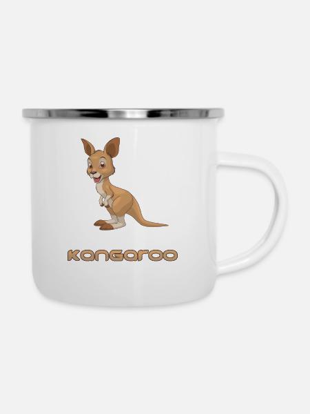 Kangaroo - Känguru - Emaille-Tasse - Weiß