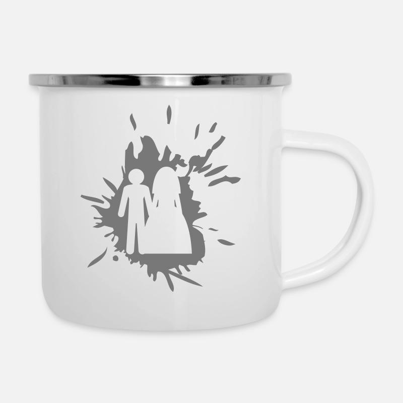 klecks graffiti spritzer tropfen ehepaar ehering k - Emaille-Tasse - Weiß