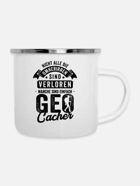 Geocaching Geschenk - Emaille-Tasse - Weiß
