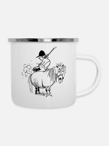 Thelwell Cartoon Spring-Cleaning - Emaille-Tasse - Weiß
