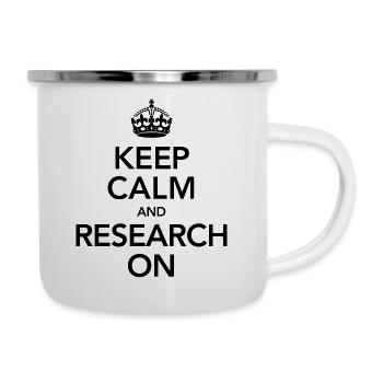 Quote | Keep Calm And Research On - Tasse émaillée - blanc - Droite