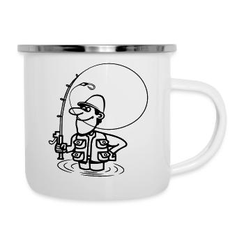 angeln spass - Emaille-Tasse - Weiß - Rechts