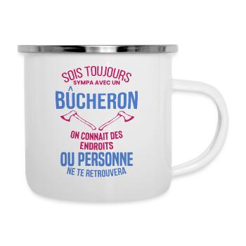 Bûcheron Shirt • la hache • Veste Bucheron - Tasse émaillée - blanc - Droite