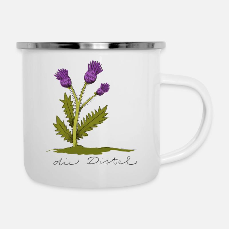 distel - Emaille-Tasse - Weiß