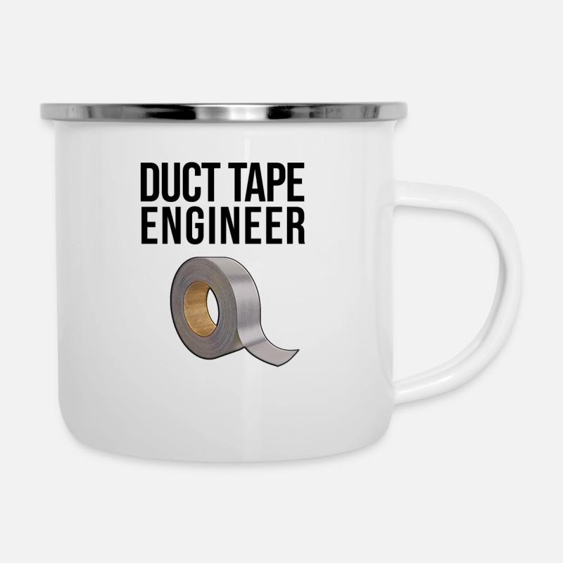 Duct Tape Engineer - lustiges Heinwerker Geschenk - Emaille-Tasse - Weiß