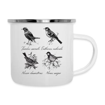 Vögel - Emaille-Tasse - Weiß - Rechts