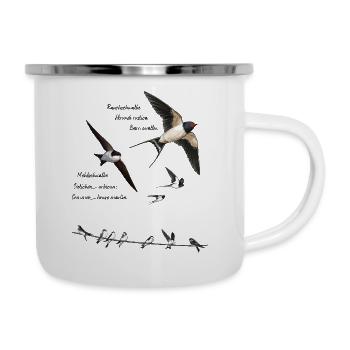Schwalben am Himmel - Emaille-Tasse - Weiß - Rechts