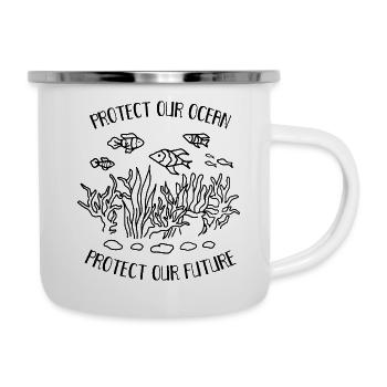 Protects Our Ocean Sea Plastic Pollution - Camper Mug - white - Right