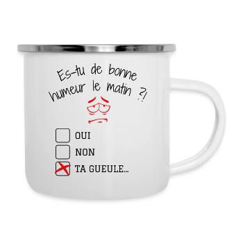 Humour café du matin-grincheux le matin-caféine - Tasse émaillée - blanc - Droite