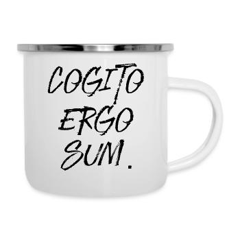 Ich denke also bin ich latein Sprache Schrift - Emaille-Tasse - Weiß - Rechts