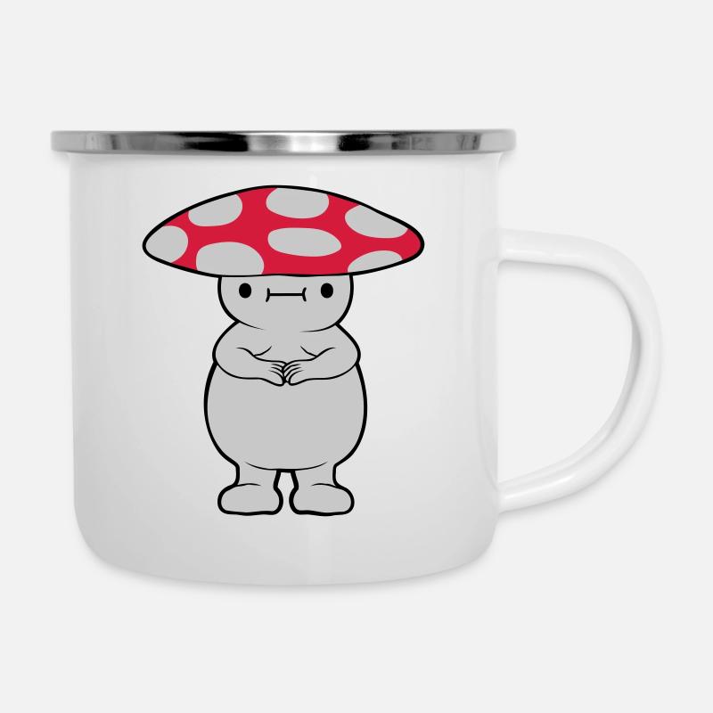 Dicker süßer Pilz - Emaille-Tasse - Weiß