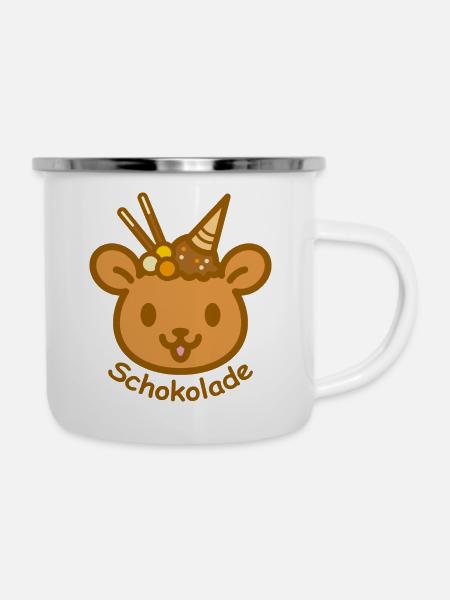 Eisbär Schokolade - Emaille-Tasse - Weiß