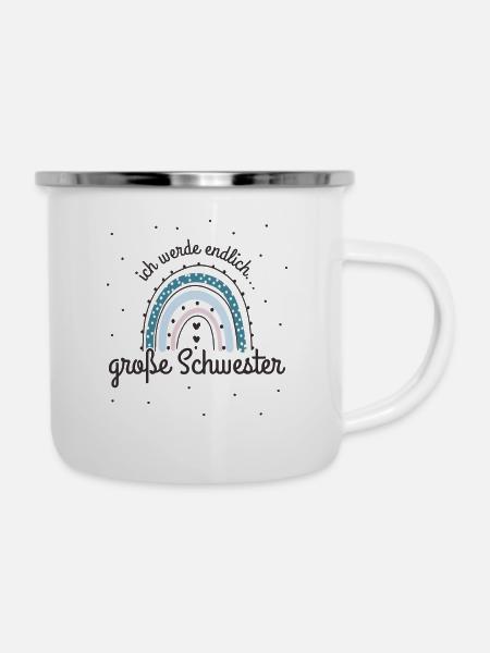 Ich werde Große Schwester / Big Sister - Emaille-Tasse - Weiß