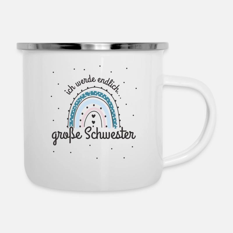 Ich werde Große Schwester / Big Sister - Emaille-Tasse - Weiß