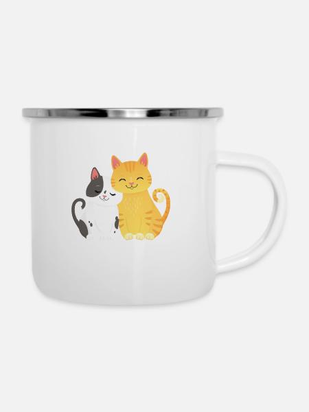 Mein Offizielles Schlafshirt - Katze - Emaille-Tasse - Weiß