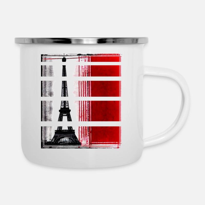 Paris Eiffelturm Modern Casual Style - Emaille-Tasse - Weiß