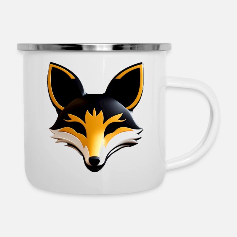 Fennec-Logo - Emaille-Tasse - Weiß