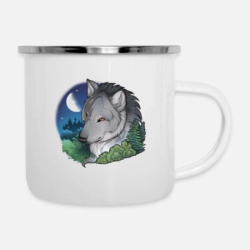 Loup - Tasse émaillée - blanc