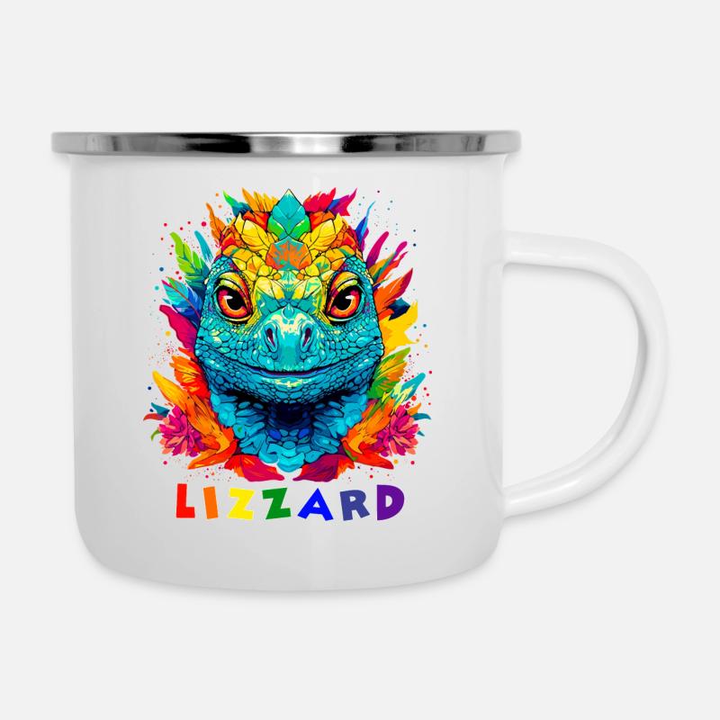 Lizzard en couleurs - Tasse émaillée - blanc