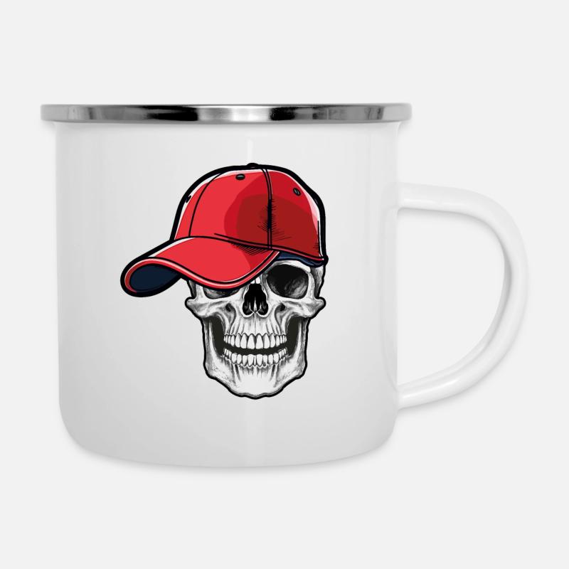 Crâne avec casquette - Tasse émaillée - blanc