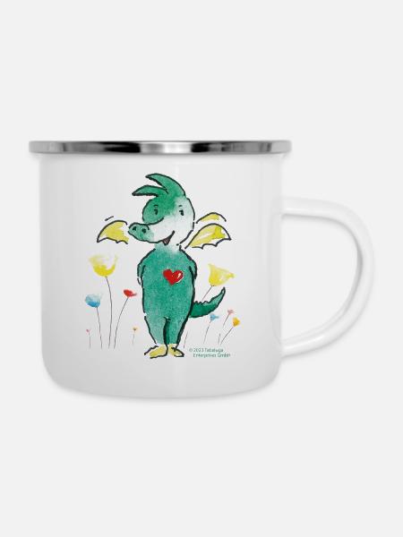 TABALUGA Mit Blumen - Emaille-Tasse - Weiß
