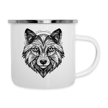 Wolf Geometrisch - Emaille-Tasse - Weiß - Rechts