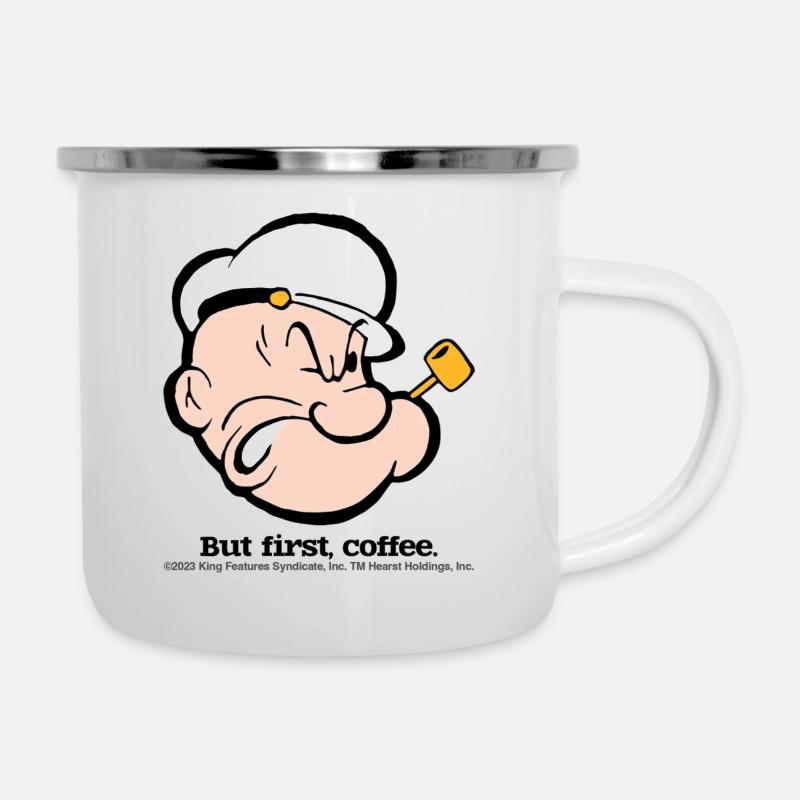 Popeye But First Coffee - Camper Mug - white
