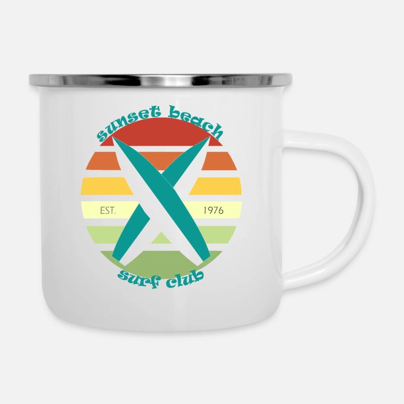 Sunset Beach Surf Club - Camper Mug - white