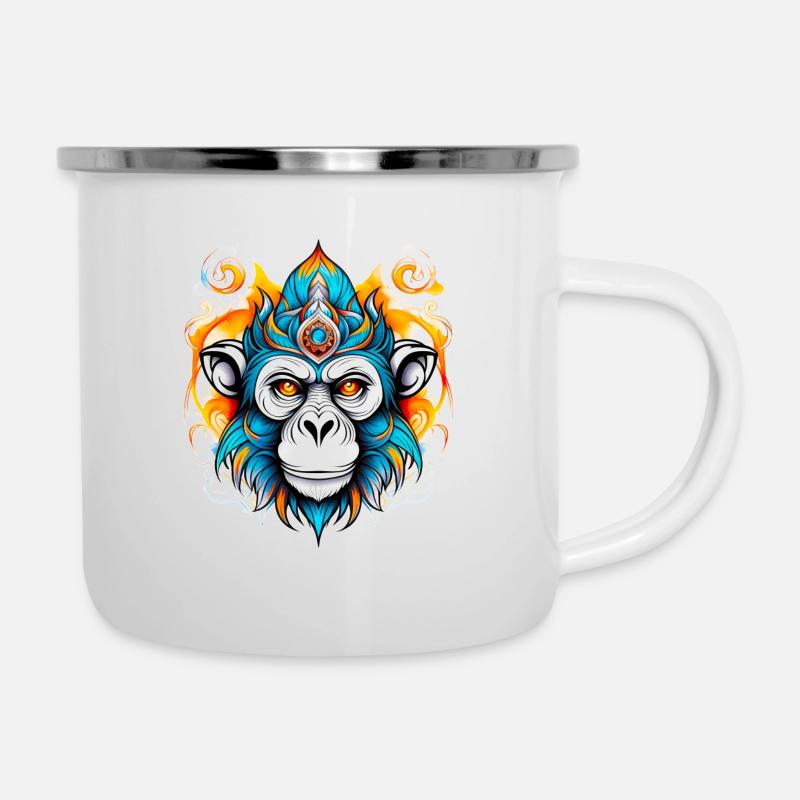 Pochoir de singe - Tasse émaillée - blanc