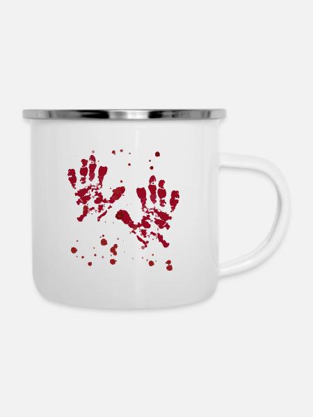 Blut,Hände,blutspritzer,halloween - Emaille-Tasse - Weiß