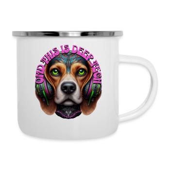 OMD THIS IS DEEP TECH -Cute Beagle with Headphones - Camper Mug - white - Right