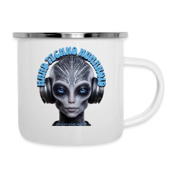 HARD TECHNO HUMANOID – Cool Grey Dude Headphones! - Camper Mug - white - Right