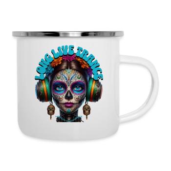 LONG LIVE TRANCE - Cool Woman with Headphones! - Camper Mug - white - Right
