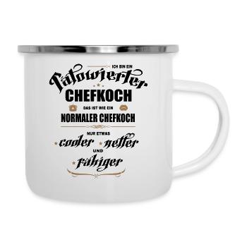 Chefkoch mit Tattoos. Tätowierter Chef. - Emaille-Tasse - Weiß - Rechts