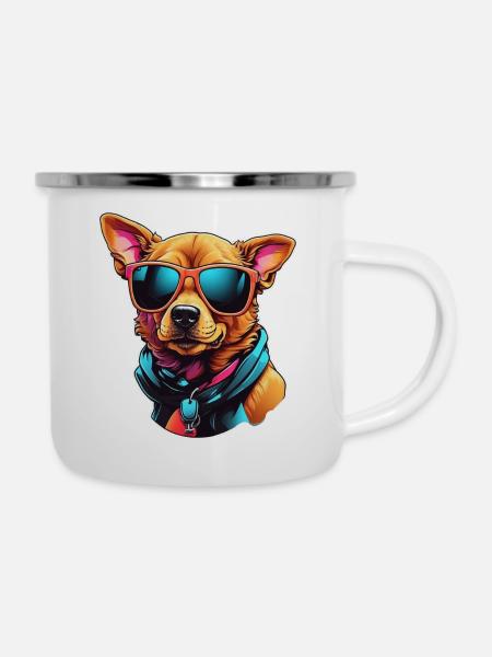 Cool Canine - Emaille-Tasse - Weiß